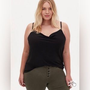 Black Studio Knit Cowl Neck Cami